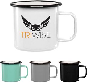 16 oz. Metal Enamel Camper Collection Mug - 3.4" H x 3.9" Diameter